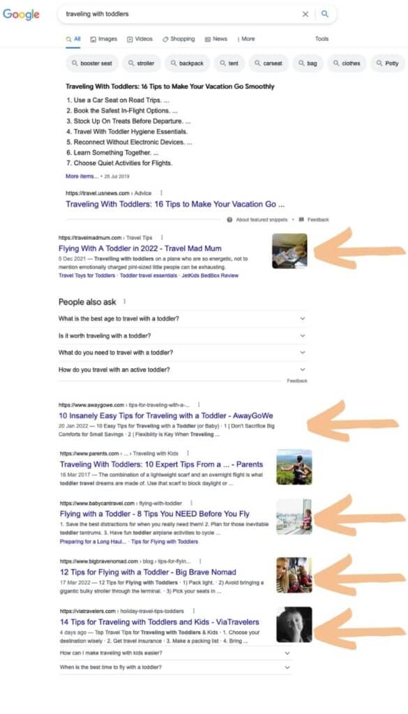 Blogs in the search results